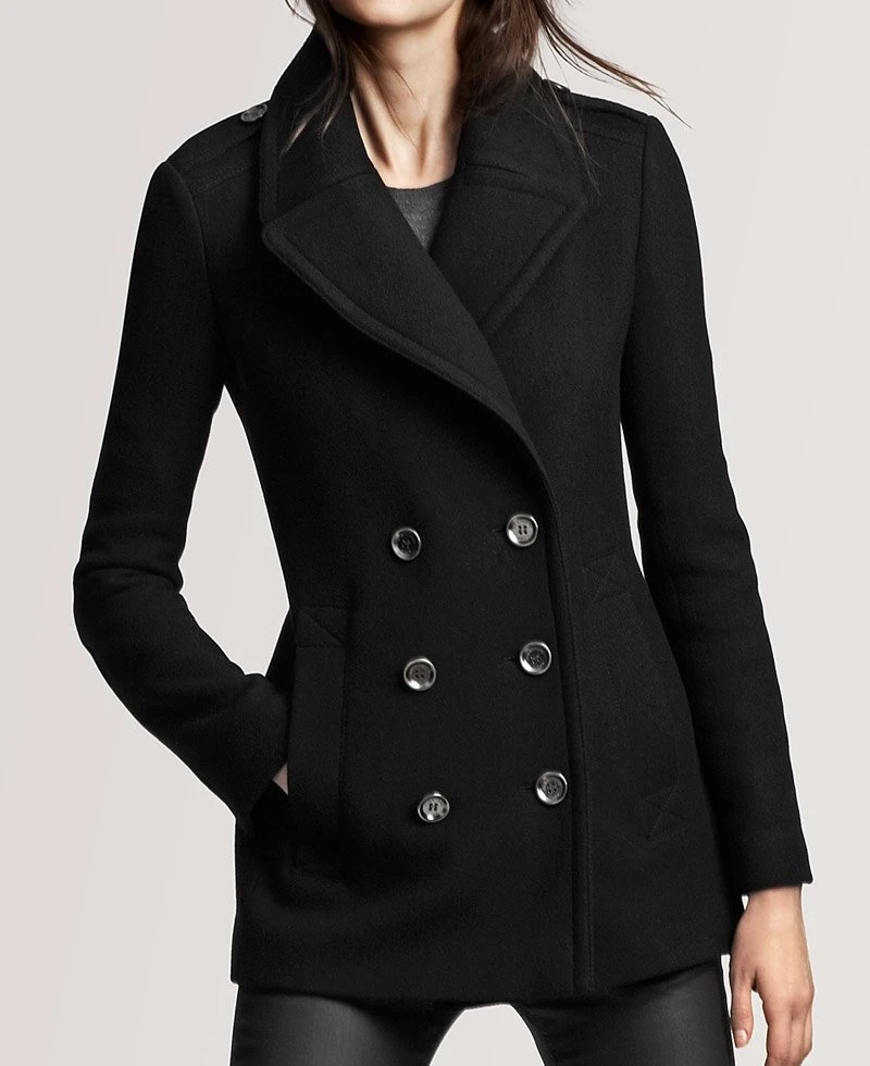 Women's Black Wool Peacoat