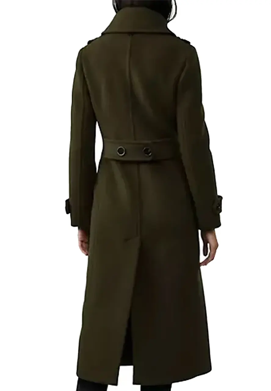 Women’s Double Face Elodie Military Green Coat - Image 4