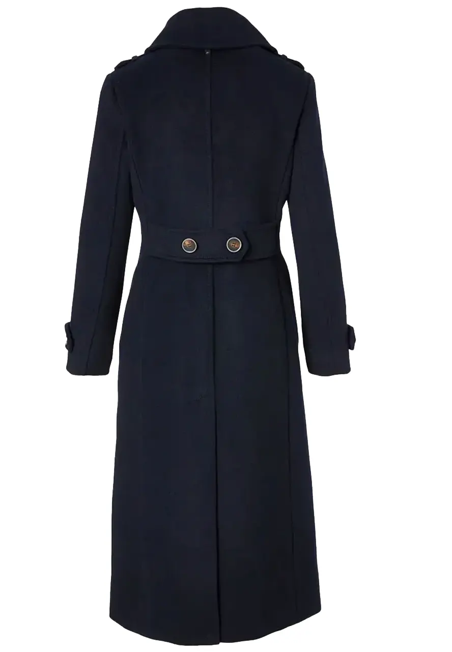 Women’s Double Face Elodie Military Navy Blue Coat - Image 2