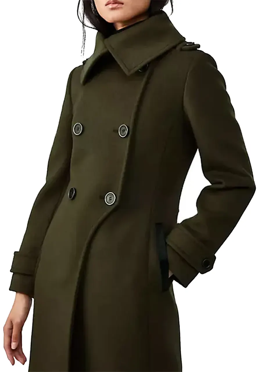 Women’s Double Face Elodie Military Green Coat - Image 5
