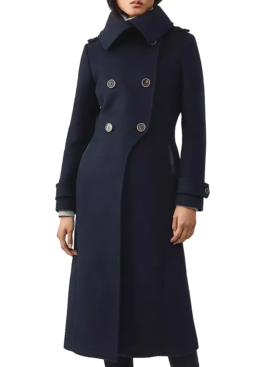 Women’s Double Face Elodie Military Navy Blue Coat - Image 3
