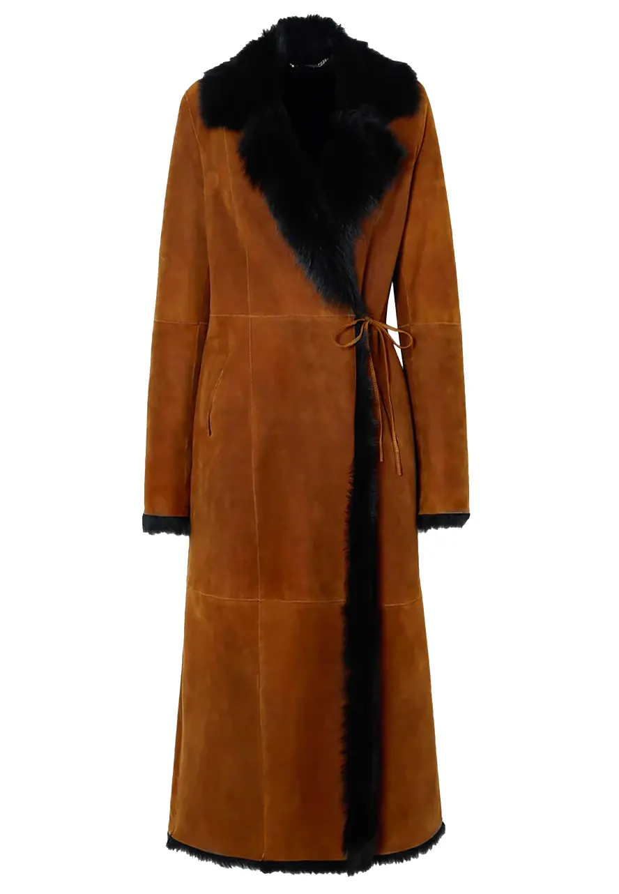 Emily Ratajkowski 90S Glamour Shearling Coat - Image 3