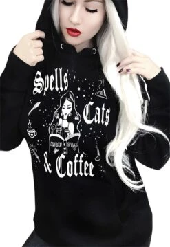 Spells Cats And Coffee Halloween Hoodie
