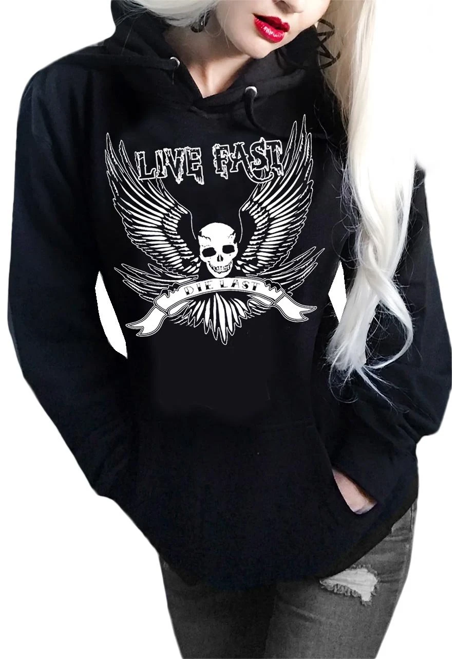 Live Fast Skull Tattoo Halloween Hoodie