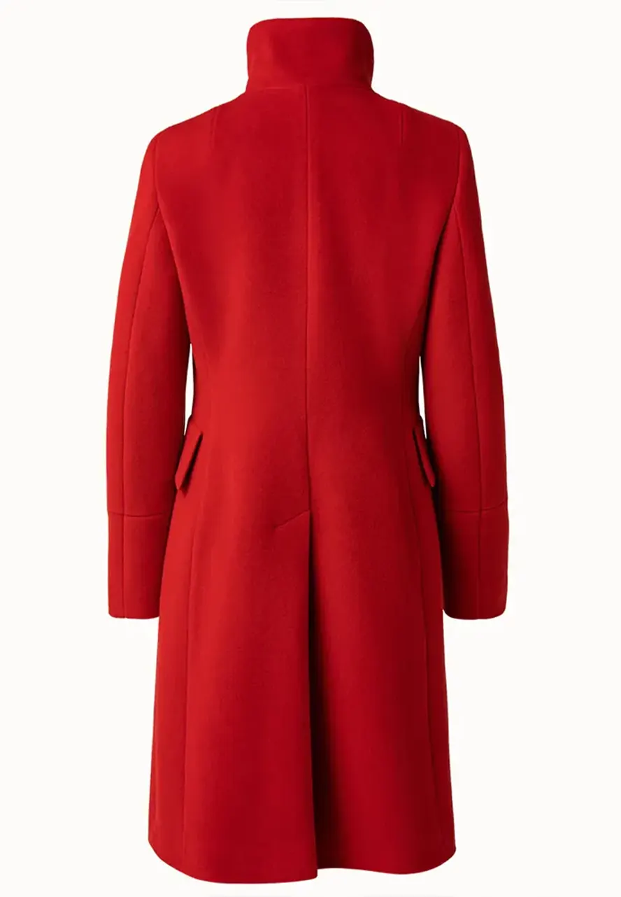 Women’s Stand Collar Akris Punto Red Coat - Image 2