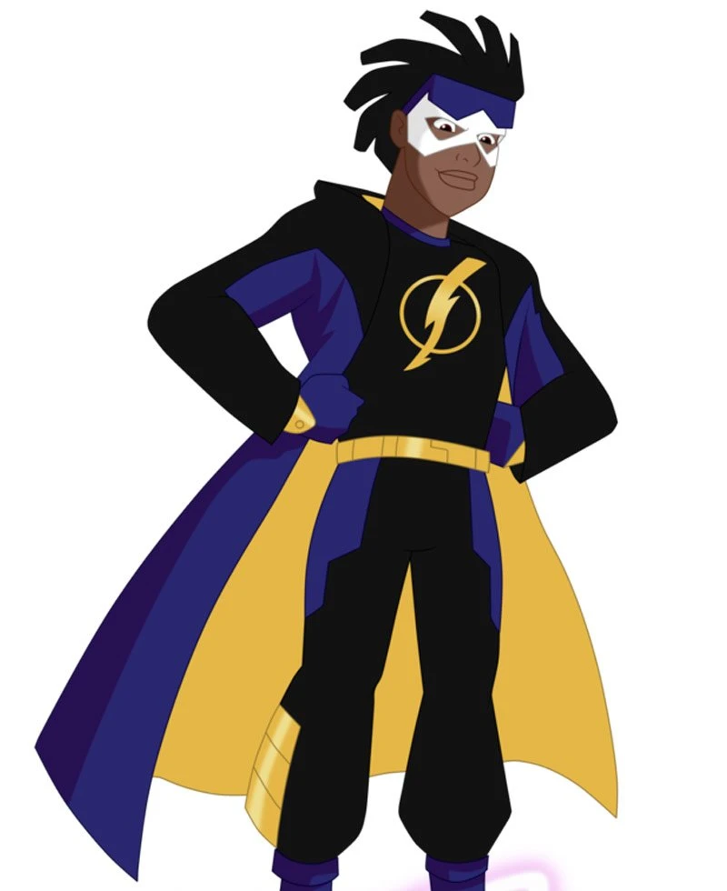 Static Shock Black And Blue Leather Coat - Image 2