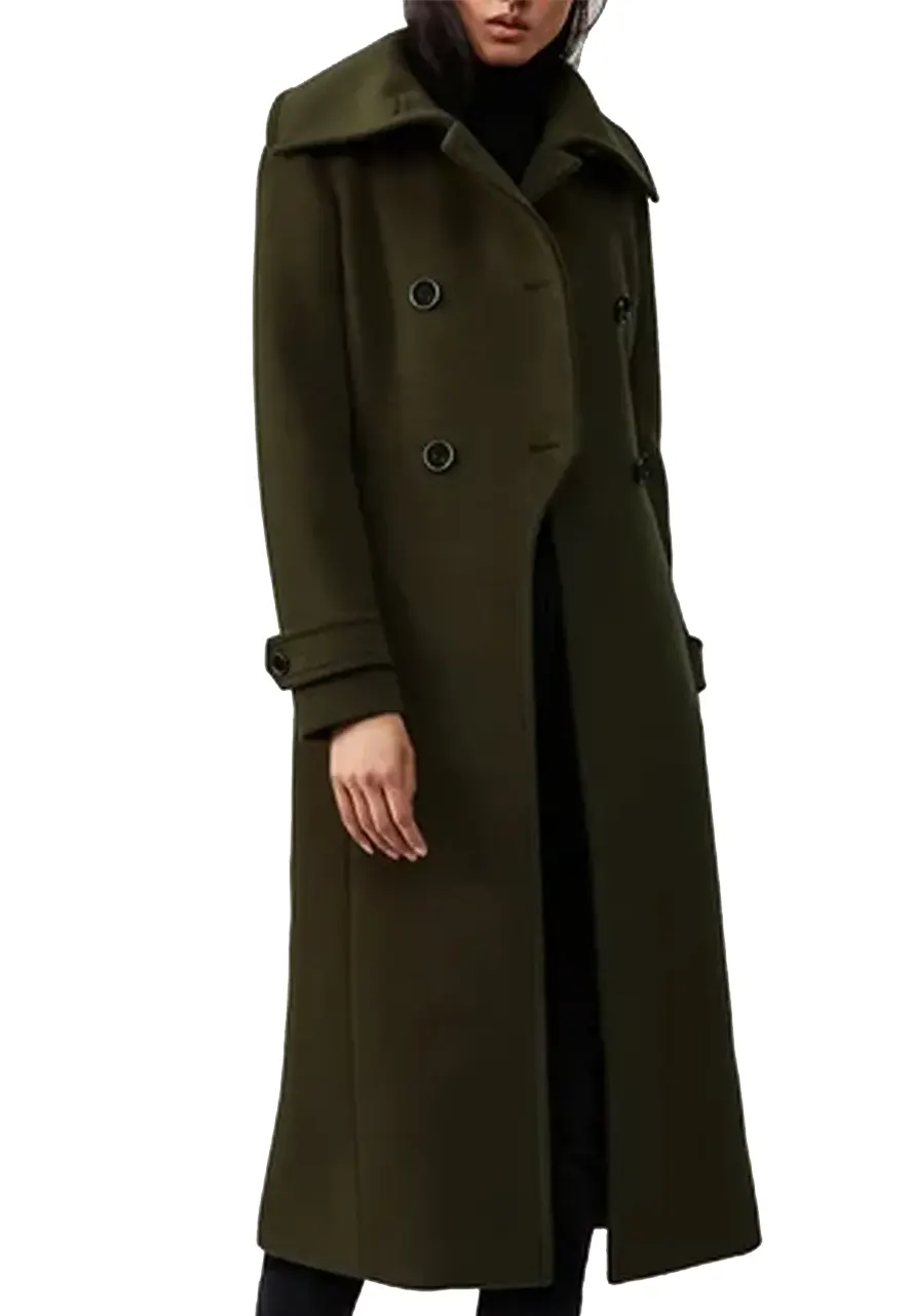 Women’s Double Face Elodie Military Green Coat - Image 3