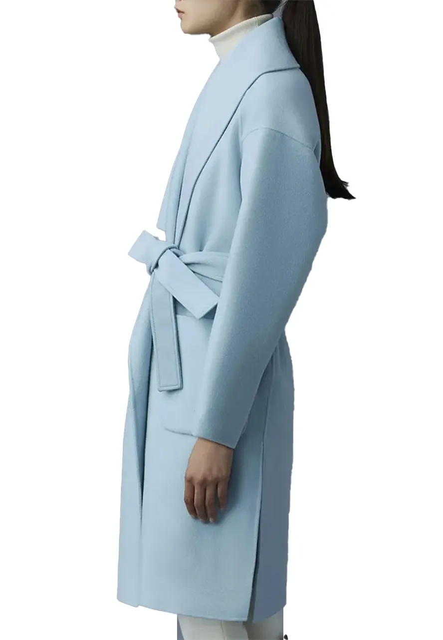 Women’s Thalia Light Blue Wool Coat - Image 4