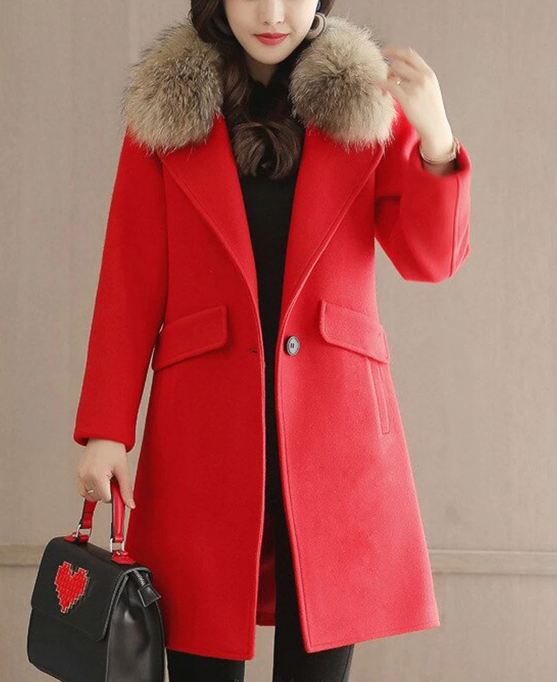 Women's Winter Single Button Wool Coat - Image 3