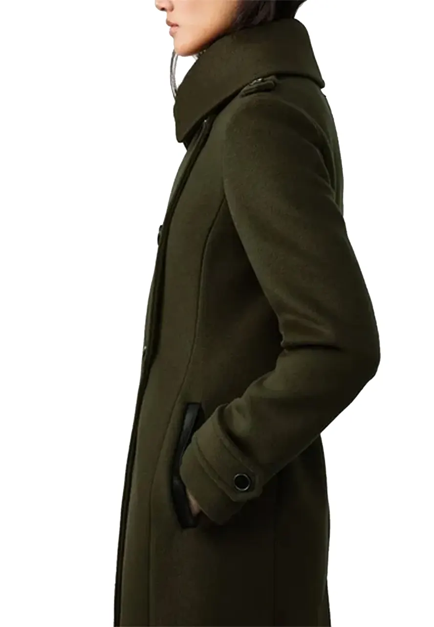 Women’s Double Face Elodie Military Green Coat - Image 6