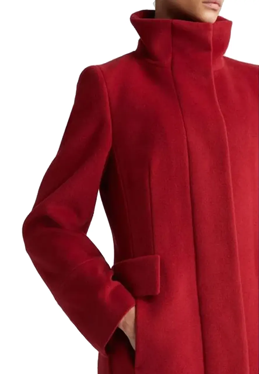 Women’s Stand Collar Akris Punto Red Coat - Image 4