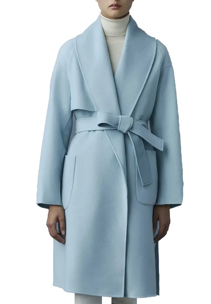 Women’s Thalia Light Blue Wool Coat - Image 3